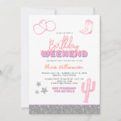 DINA宇宙女性のカーボーイデザート誕生日週末 招待状 (正面)