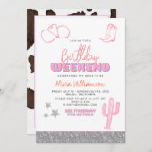 DINA宇宙女性のカーボーイデザート誕生日週末 招待状 (正面/裏面)