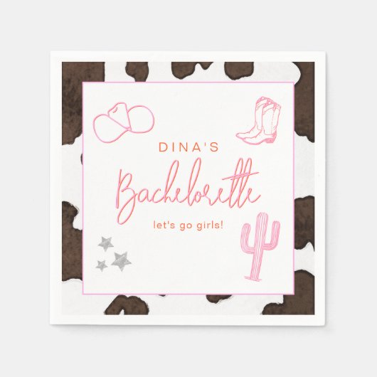 DINA宇宙女性のカーボーイ砂漠バチェロレッテディスコ スタンダードカクテルナプキン (正面)