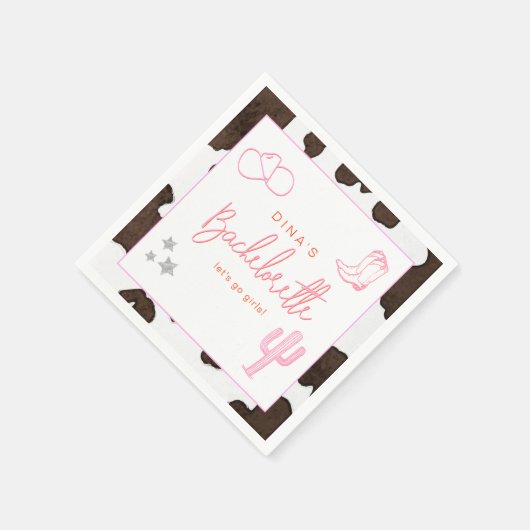 DINA宇宙女性のカーボーイ砂漠バチェロレッテディスコ スタンダードカクテルナプキン (角)