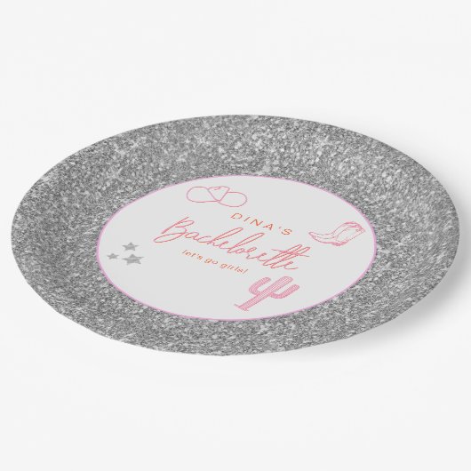 DINA宇宙女性のカーボーイ砂漠バチェロレッテディスコ ペーパープレート (アングル)