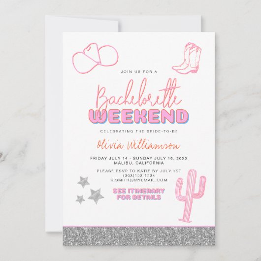 DINA宇宙女性のカーボーイ砂漠バチェロレッテ招待状 招待状 (正面)