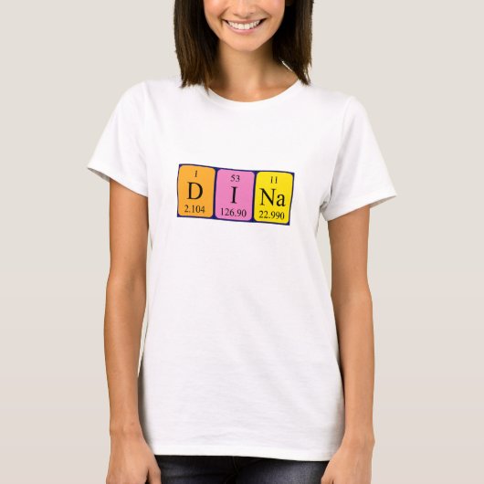Dina定期テーブル名のシャツ Tシャツ (正面)