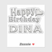 Dina Happy Birthday silver Aufkleber Sticker シール (シート)