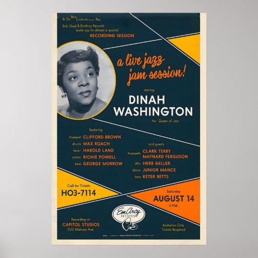 Dinah Washington jazz poster - Dinah Jams ポスター (正面)