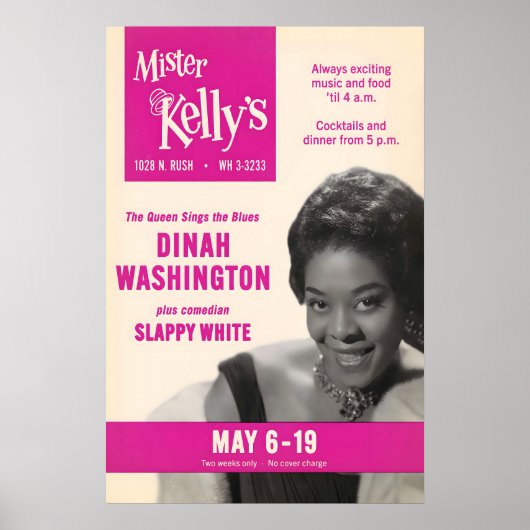 Dinah Washington jazz poster - Mister Kelly's ポスター (正面)
