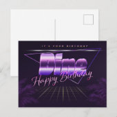 Dine Name Vorname lila Postkarte Geburtstag ポストカード (正面/裏面)