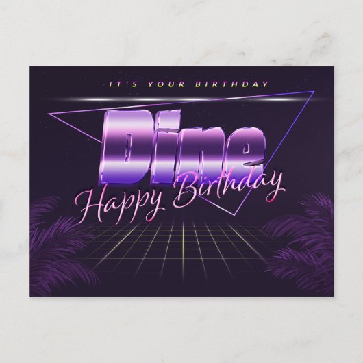 Dine Name Vorname lila Postkarte Geburtstag ポストカード (正面)