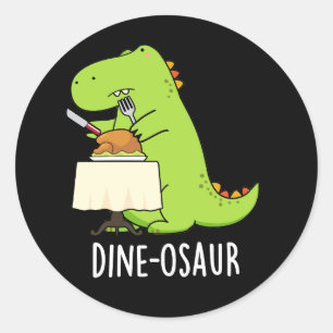 Dine-osaur恐竜おもしろいプンダークBG ラウンドシール