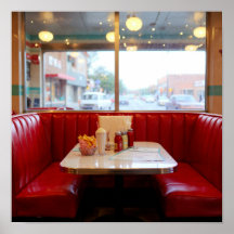 Diner Booth Window View - Vintage City Street