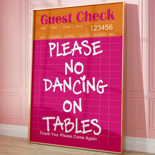 Diner Guest Check Funny Kitchen Decor Wall Art  ポスター