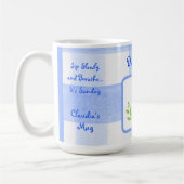 Diner Watercolor Blue Hen Check SUNDAY Personalize コーヒーマグカップ (左)