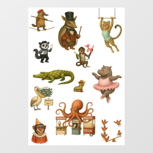 Dingaling Bros Circus acts ウィンドウサイン (シート)