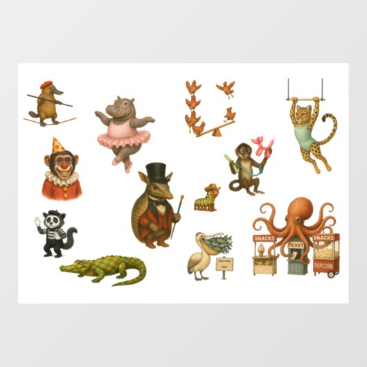 Dingaling Bros Circus acts ウィンドウサイン (シート)