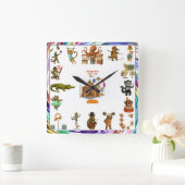 Dingaling Bros Circus acts スクエア壁時計 (ホーム)