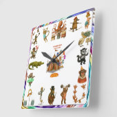 Dingaling Bros Circus acts スクエア壁時計 (傾斜)