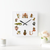 Dingaling Bros Circus acts スクエア壁時計 (ホーム)