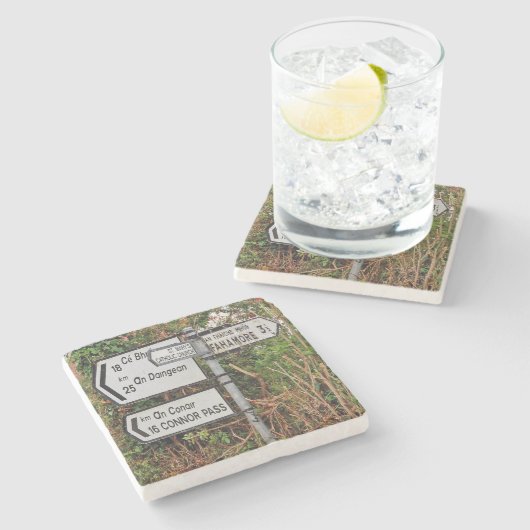 Dingleの交通標識の大理石のコースター ストーンコースター (横)