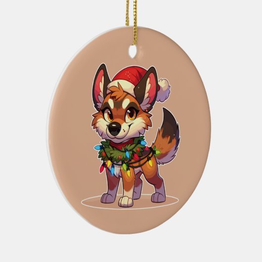 Dingoメリークリスマス冬の動物かわいいディンゴ セラミックオーナメント (右)
