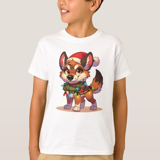Dingoメリークリスマス冬の動物かわいいディンゴ Tシャツ (正面)