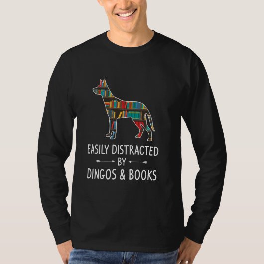 Dingos & Books愛犬ペットに簡単に気を散らす Tシャツ (正面)
