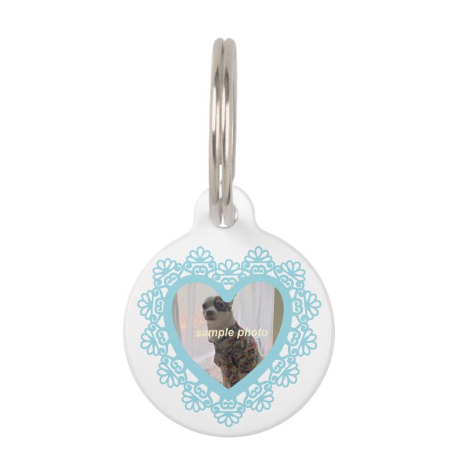 Dingusハートレースフレーム ペット　ネームタグ (正面)