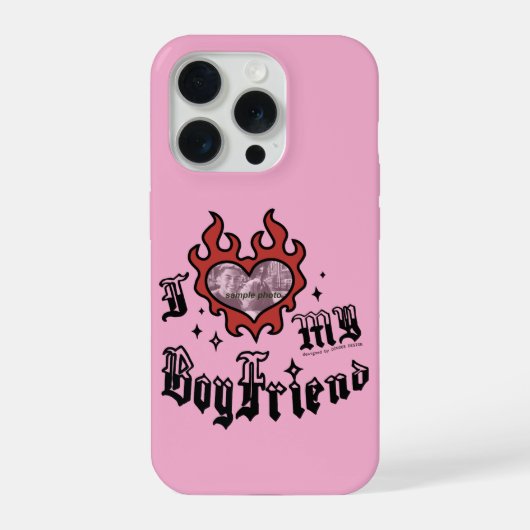 DingusDesign 私の彼氏が大好き - 赤 iPhoneケース (裏面)