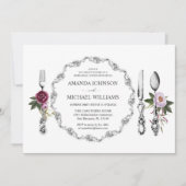 Dining Plate Spoon Fork Rehersal Dinner Party 招待状 (正面)