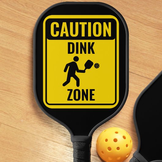 Dinkおもしろい Zone Caution Sign Yellow & Black ピックルボールラケット