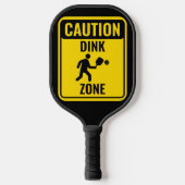 Dinkおもしろい Zone Caution Sign Yellow & Black ピックルボールラケット (正面)