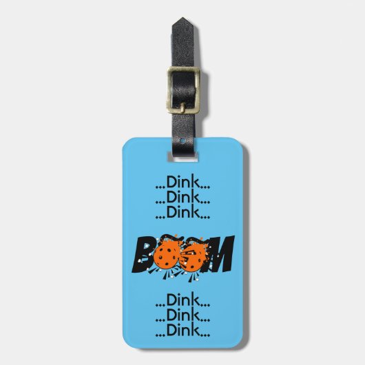 Dink Dink Boom Pickleball Dinking Orange Bomb ラゲッジタグ (正面縦)