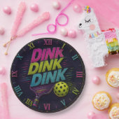 Dink Dink Dink Pickleball Retro Neon ペーパープレート (パーティー)