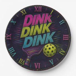 Dink Dink Dink Pickleball Retro Neon ペーパープレート
