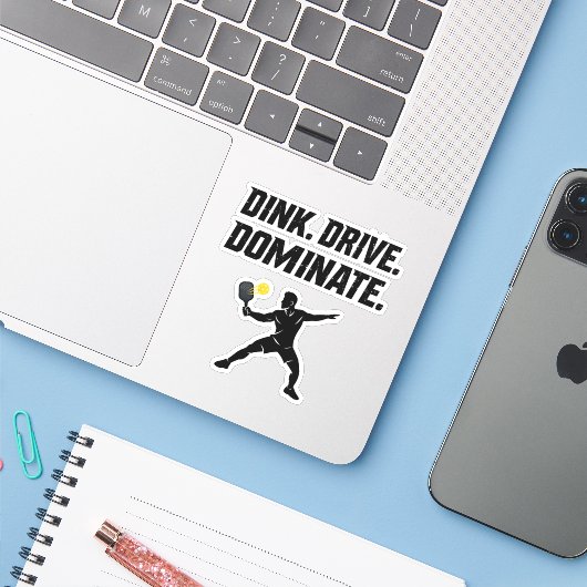 Dink Drive Dominate - Graphic Pickleball Statement シール (ノートパソコンとiPhone)