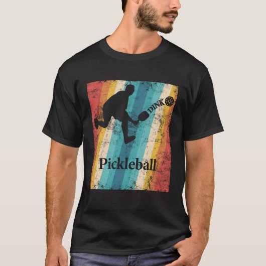 Dink it Pickleball bounce it colorfull retro Tシャツ (正面)