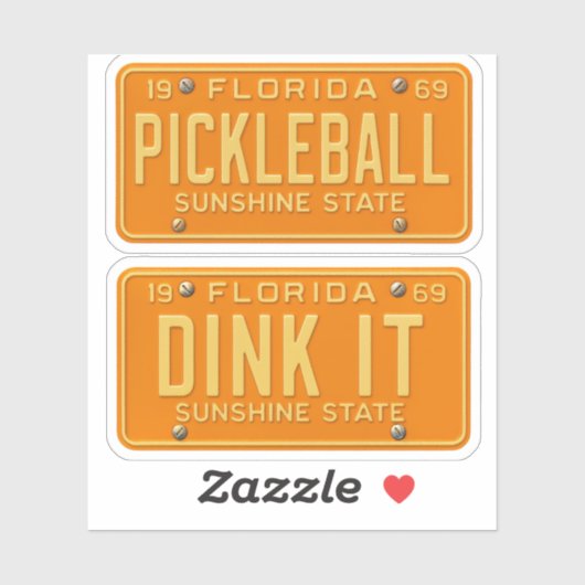 Dink It Pickleball Fan -Retro FL License Plate 2pc シール (シート)