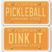 Dink It Pickleball Fan -Retro FL License Plate 2pc シール (正面)