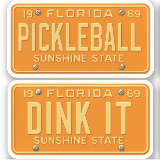 Dink It Pickleball Fan -Retro FL License Plate 2pc シール (正面)