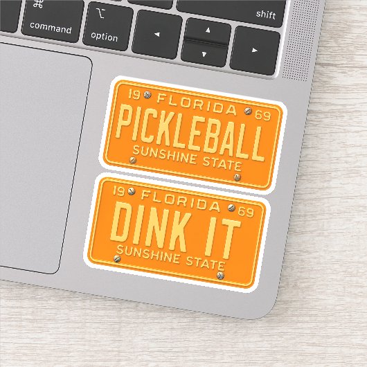 Dink It Pickleball Fan -Retro FL License Plate 2pc シール (詳細)