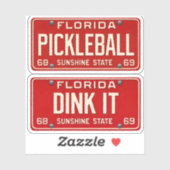 Dink It Pickleball Fan Retro FL License Plate 2pc シール (シート)