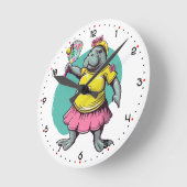 Dink Like a Lady Pickleball  ラウンド壁時計 (傾斜)