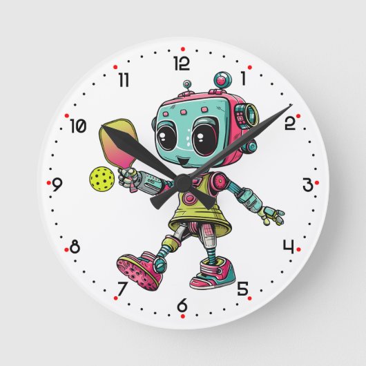 DINK-O-TRONの時間だ! ピックルボール ラウンド壁時計 (正面)