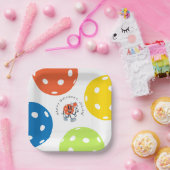 Dink Pickleballパーティースポーツマンガマスコットパドル ペーパープレート (パーティー)