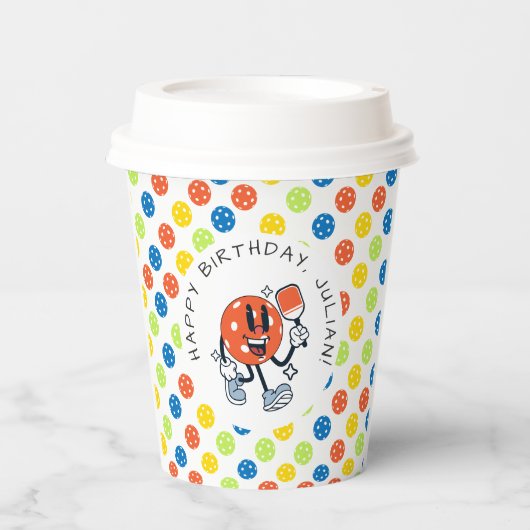 Dink Pickleballパーティースポーツマンガマスコットパドル 紙コップ (正面)