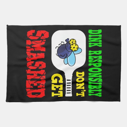 Dink Responsibly - おもしろい Pickleball キッチンタオル (横)