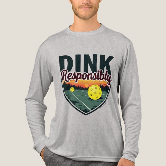 「Dink Responsibly」ピックボール長袖 トライブレンドＴシャツ (正面)