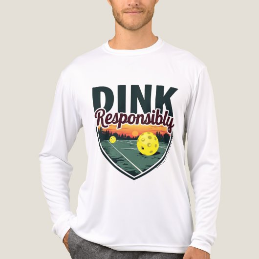 「Dink Responsibly」ピックボール長袖 トライブレンドＴシャツ (正面)