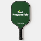 Dink Responsibly 名前 エメラルドグリーン ピックルボールラケット (正面)