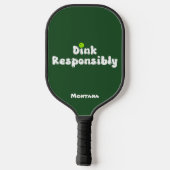 Dink Responsibly 名前 エメラルドグリーン ピックルボールラケット (裏面)