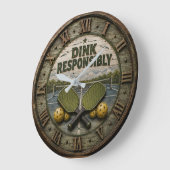 Dink Responsibly Pickleball Paddle  ラージ壁時計 (傾斜)